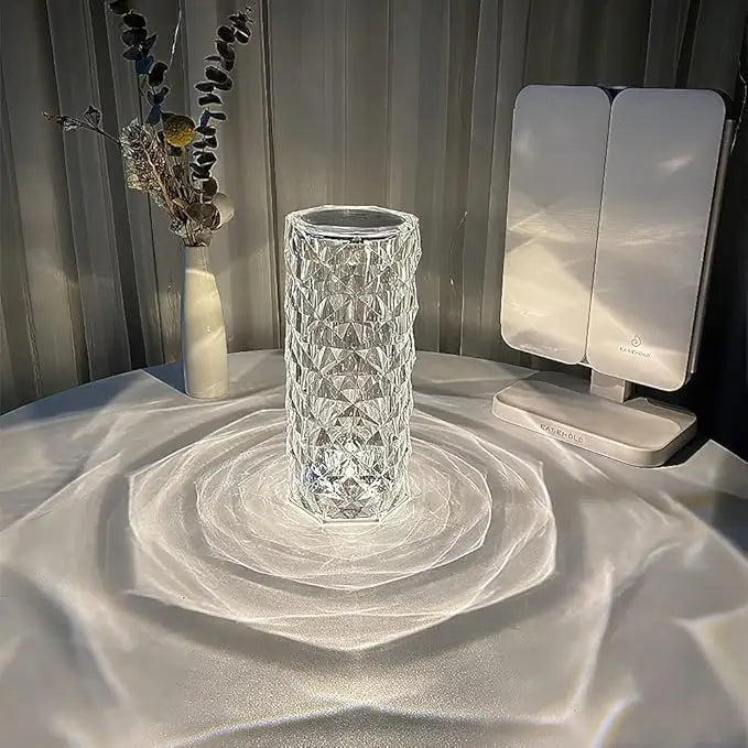 Rechargeable Crystal Diamond Table Lamp with Touch Control & Remote | USB LED Night Lamp for Bedroom, Living Room & Home Décor