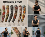 Fake Tattoo Printed Arm Sleeves – Stretchable UV Protection Arm Cover (6 Pairs)