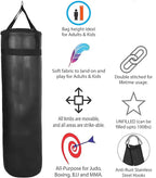 Punching Bag Set with Boxing Wraps - Heavy Punching Bags for Boxing, Judo, Kickboxing | Boxing Bag Made of PU for Men (Black PU Unfilled, 4.00)