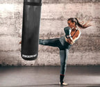 Punching Bag Set with Boxing Wraps - Heavy Punching Bags for Boxing, Judo, Kickboxing | Boxing Bag Made of PU for Men (Black PU Unfilled, 4.00)